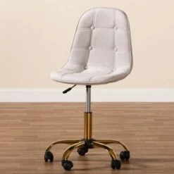Baxton Studio Kabira Contemporary Glam And Luxe Velvet Fabric And Gold Metal Swivel Office Chair - Grey, Gold -Office Storage Sales 25eb665b 4c42 41e3 b5e0 524df197f7b1