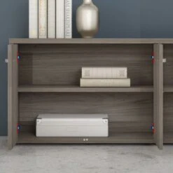 Hybrid Low Storage Cabinet With Doors By Bush Business Furniture - Modern Hickory -Office Storage Sales 28296da1 8e08 4350 ab26 60c485550e8c