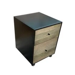 Mason Steel & Mango Wood 2-Drawer File Cabinet - Brown - Letter -Office Storage Sales 28ba6719 f6a6 4014 948a 4d8647cd4f9f