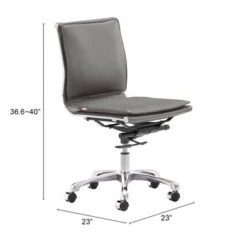 Dream Plus Armless Office Chair Gray - Gray/Silver -Office Storage Sales 29f6d275 30d1 4056 9e2b 69a82cc6d8af