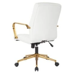 Ave Six Baldwin Mid-Back Faux Leather Chair With Gold Finish Arms And Base - CREAM -Office Storage Sales 29f80075 c758 4d02 87e1 aa59b5e52776