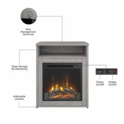 Studio C 24W Electric Fireplace With Shelf By Bush Business Furniture - Storm Gray -Office Storage Sales 2a46853f dbb0 4ec2 a628 b84d904319f8