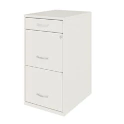 Space Solutions 18" Deep 3 Drawer Metal File Cabinet, Pearl White - White - Letter -Office Storage Sales 2afa61aa 5fda 43df 884a 8ddcb96346bc