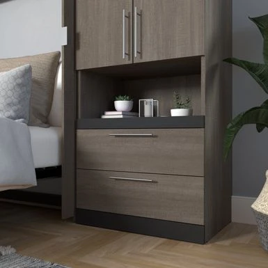 Orion 2 Drawer Set For 30W Tall Storage Shelf By Bestar - White/Walnut Grey 4 Orion 2 Drawer Set For 30W Tall Storage Shelf By Bestar - White/Walnut Grey - Image 4