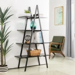 Glitzhome Casual 3-5 Tier Etagere Storage Bookcase Ladder Bookshelf - Walnut-5.4FT-A Shape -Office Storage Sales 2c5e89e6 72fa 4951 829d ec31e9d08864
