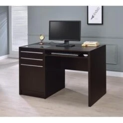 Halston 3-drawer Rectangular Connect-it Office Desk Cappuccino