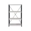 4 Wooden Shelves Bookshelf With Metal Frame In Antique White - Antique White And Black