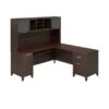Somerset 71W L Shaped Desk With Hutch - Mocha Cherry