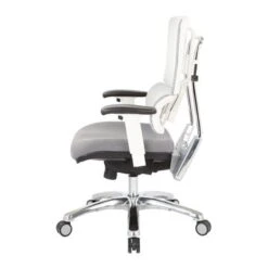 Breathable White Vertical Mesh Managers Chair With Fabric Seat In Steel - Steel -Office Storage Sales 2db85b0a 7ad0 467a 85fe ec872da547be