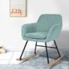 Green Fabric Ergonomically Upholstered Rocking Chair With Armrest - Green