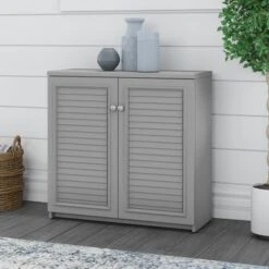 Fairview Storage Cabinet With Doors And Shelves By Bush Furniture - 31.73"L X 12.76"W X 30.71"H - Cape Cod Gray