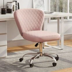 Corvus Velvet Armless Adjustable Swivel Home Office Chair - Blue -Office Storage Sales 2f8e5ee3 20f7 4f53 bab1 6b05fe8fc271