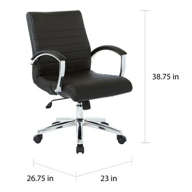 Executive Low Back Faux Leather Chair With Chrome Arms And Base - Single - Black 7 Executive Low Back Faux Leather Chair With Chrome Arms And Base - Single - Black - Image 7