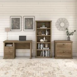 Bush Furniture Yorktown Home Office Desk In Antiqu - Antique Cherry -Office Storage Sales 30e567bc 8487 447e 808f 1cb0e16b36ce
