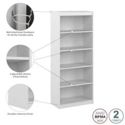 Universel 30W Standard 5 Shelf Bookcase By Bestar - Pure White -Office Storage Sales 3150e36a 4b25 47c5 887d 20776c692a38