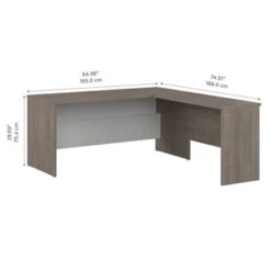 Ridgeley 65W L Shaped Desk By Bestar - Charcoal Maple -Office Storage Sales 334ce472 ef3d 4ff1 8413 37c534bfb9a2
