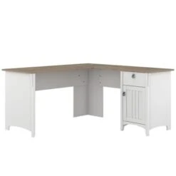 Salinas L-shaped Storage Desk By Bush Furniture - Shiplap Gray/Pure White -Office Storage Sales 34fe9d81 5df0 471b 9381 b5d7b21100e3