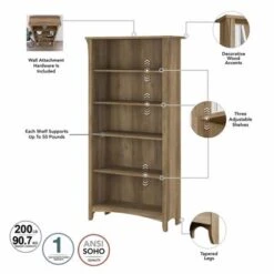 Salinas Tall 5-shelf Bookcase (Set Of 2) By Bush Furniture - Driftwood Gray -Office Storage Sales 351eb4f8 c534 4e99 9ba0 fbd27877bf2c