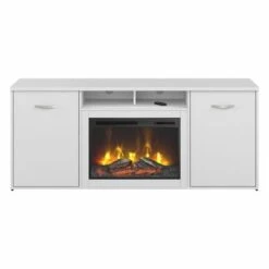 72W Electric Fireplace Storage Cabinet By Bush Business Furniture - White -Office Storage Sales 36393305 400f 4137 af61 9dac980f76c3