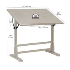 Studio Designs 42-inch Solid Wood Drafting Table - Coastal Whitewash -Office Storage Sales 3664185f 8f3d 498a acea 48e1b0d31691