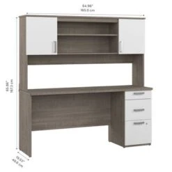 Ridgeley 65W Computer Desk With Hutch By Bestar - Charcoal Maple -Office Storage Sales 37125291 cb2d 4977 81e2 03bf319bcb22