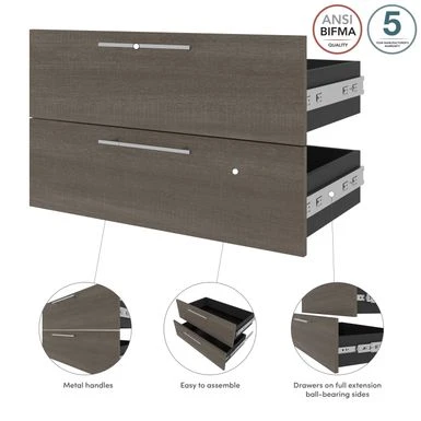 Orion 2 Drawer Set For 30W Tall Storage Shelf By Bestar - White/Walnut Grey 16 Orion 2 Drawer Set For 30W Tall Storage Shelf By Bestar - White/Walnut Grey - Image 16