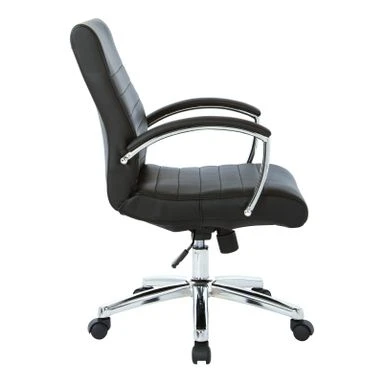 Executive Low Back Faux Leather Chair With Chrome Arms And Base - Single - Black 3 Executive Low Back Faux Leather Chair With Chrome Arms And Base - Single - Black - Image 3