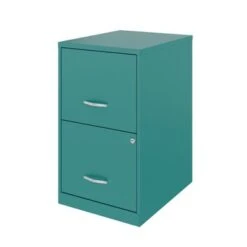 Space Solutions 18in. 2 Drawer Metal File Cabinet, Teal - Green - Letter -Office Storage Sales 3a62d009 eb3c 4c45 8ff8 120188ef625e