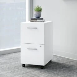 Easy Office 2 Drawer Mobile File Cabinet By Bush Business Furniture - White