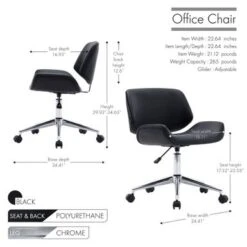 Porthos Home Orli Office Chair, PU Or Fabric Upholstery, Contoured Back/Seat - Black - PU -Office Storage Sales 3d9d5e5a eed1 42bc b596 2987f0dc0cd0