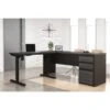 Bestar Prestige L-Desk Including Electric Height Adjustable Table - Bark Gray & Slate