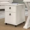 Homestead Farmhouse Mobile File Cabinet By Bush Furniture - Linen White Oak