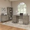 Somerset 60W Office Desk With Cabinet And 5 Shelf Bookcase - Ash Gray