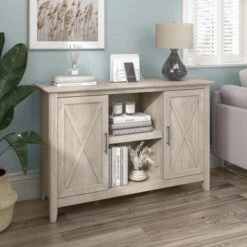 Key West Accent Cabinet With Doors By Bush Furniture - Washed Gray