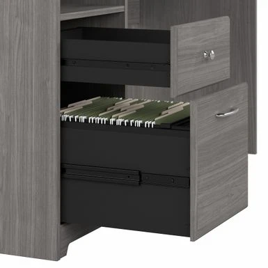 Cabot 72W L Shaped Desk With Hutch And Storage By Bush Furniture - Ash Gray 14 Cabot 72W L Shaped Desk With Hutch And Storage By Bush Furniture - Ash Gray - Image 14