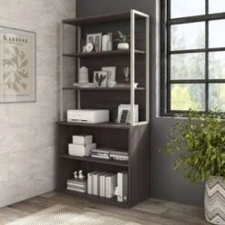 Hybrid 36W Bookcase Hutch By Bush Business Furniture - Storm Gray
