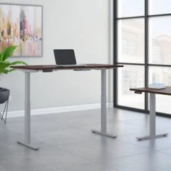 Move 60 Series 60W X 30D Height Adjustable Standing Desk - Hansen Cherry/Black Powder Coat -Office Storage Sales 45005a9b f423 4a6e b502 5fa33c710fc3