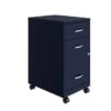 Space Solutions 18" Deep 3 Drawer Mobile Organizer Metal Cabinet, Navy - Blue - Letter