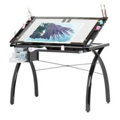 Studio Designs Futura Clear Glass Top Drafting Table With Storage - Painted - Clear -Office Storage Sales 45a9078e d777 41cb 9a1e a60556848532