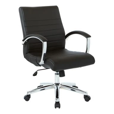 Executive Low Back Faux Leather Chair With Chrome Arms And Base - Single - Black 1 Executive Low Back Faux Leather Chair With Chrome Arms And Base - Single - Black