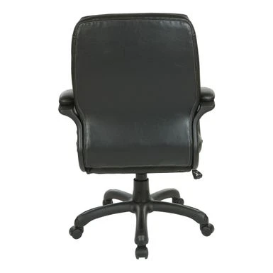 Executive Mid-Back Faux Leather Chair With Stitching - Black 6 Executive Mid-Back Faux Leather Chair With Stitching - Black - Image 6