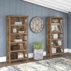 Key West 5 Shelf Bookcase Set By Bush Furniture - Shiplap Gray/Pure White -Office Storage Sales 4c92f542 af9c 41ab a610 1ace07a8eff9