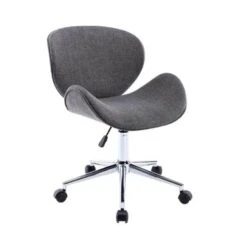 Porthos Home Rudi Office Chair, PU Or Fabric Or Velvet Upholstery, Chrome Legs - Grey Fabric