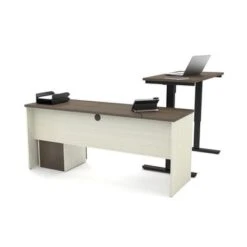 Bestar Prestige L-Desk Including Electric Height Adjustable Table - Bark Gray & Slate -Office Storage Sales 4e86c6cc 8f88 4f29 b6a8 b6ccff82b2df