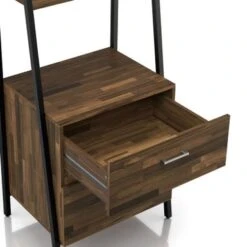 DH BASIC Contemporary Iron 2-Drawer Bookshelf With File Cabinet By Denhour - Reclaimed Black Oak -Office Storage Sales 4f0113f1 86b6 430a 9850 28f56fd980ed