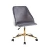 Porthos Home Ryo Swivel Office Chair, Velvet, Gold Chrome Legs - Grey