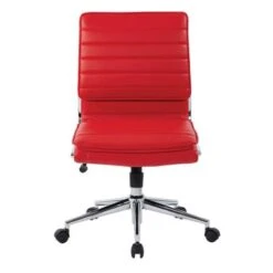 Armless Mid Back Professional Managers Faux Leather Chair With Chrome Base - Red -Office Storage Sales 521725aa 1cd5 495f 915c c6f2a50ab8cc