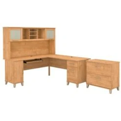 Somerset 72W L Shaped Desk With Hutch And Lateral File Cabinet - Sand Oak -Office Storage Sales 52ee0624 6d87 4512 a021 c200671c354a