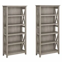 Key West 5 Shelf Bookcase Set By Bush Furniture - Shiplap Gray/Pure White -Office Storage Sales 53ceb441 e69a 4be8 b883 26000c6684e0
