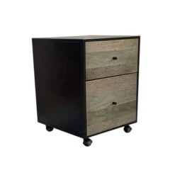 Mason Steel & Mango Wood 2-Drawer File Cabinet - Brown - Letter